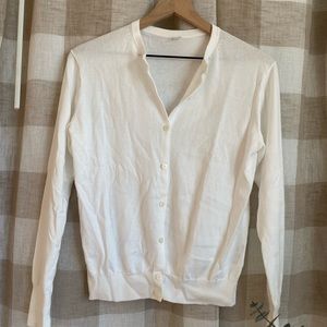 UNIQLO White SUPIMA Cotton Crewneck Cardigan